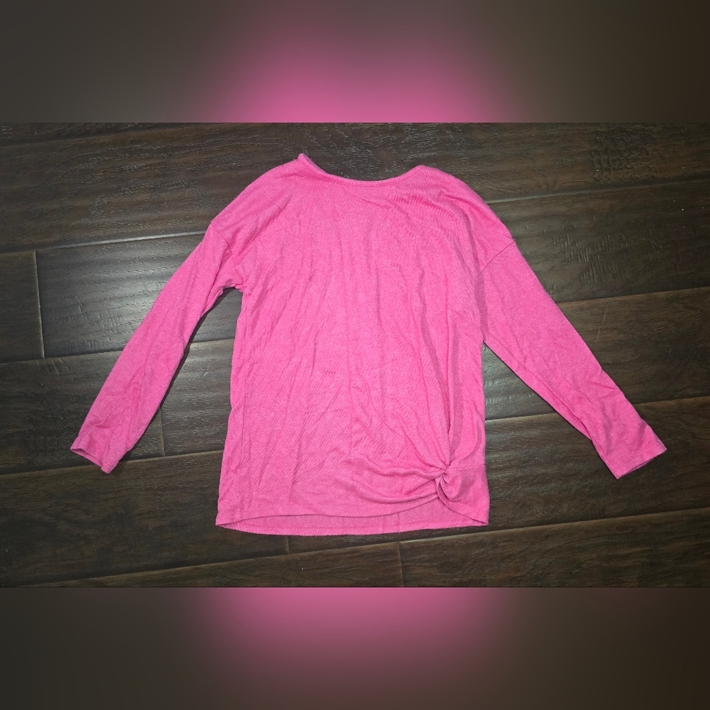 Wonder Nation Girls Tie Front Pink Pullover Long Sleeve Top Large